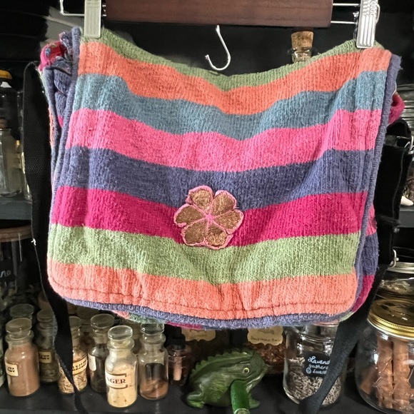 Handmade Sweater Knit Rainbow Messenger Bag - Picture 1 of 9